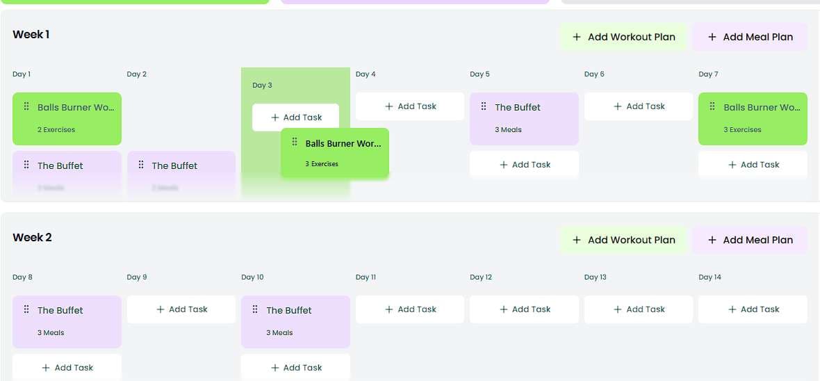 Program drag and drop organization