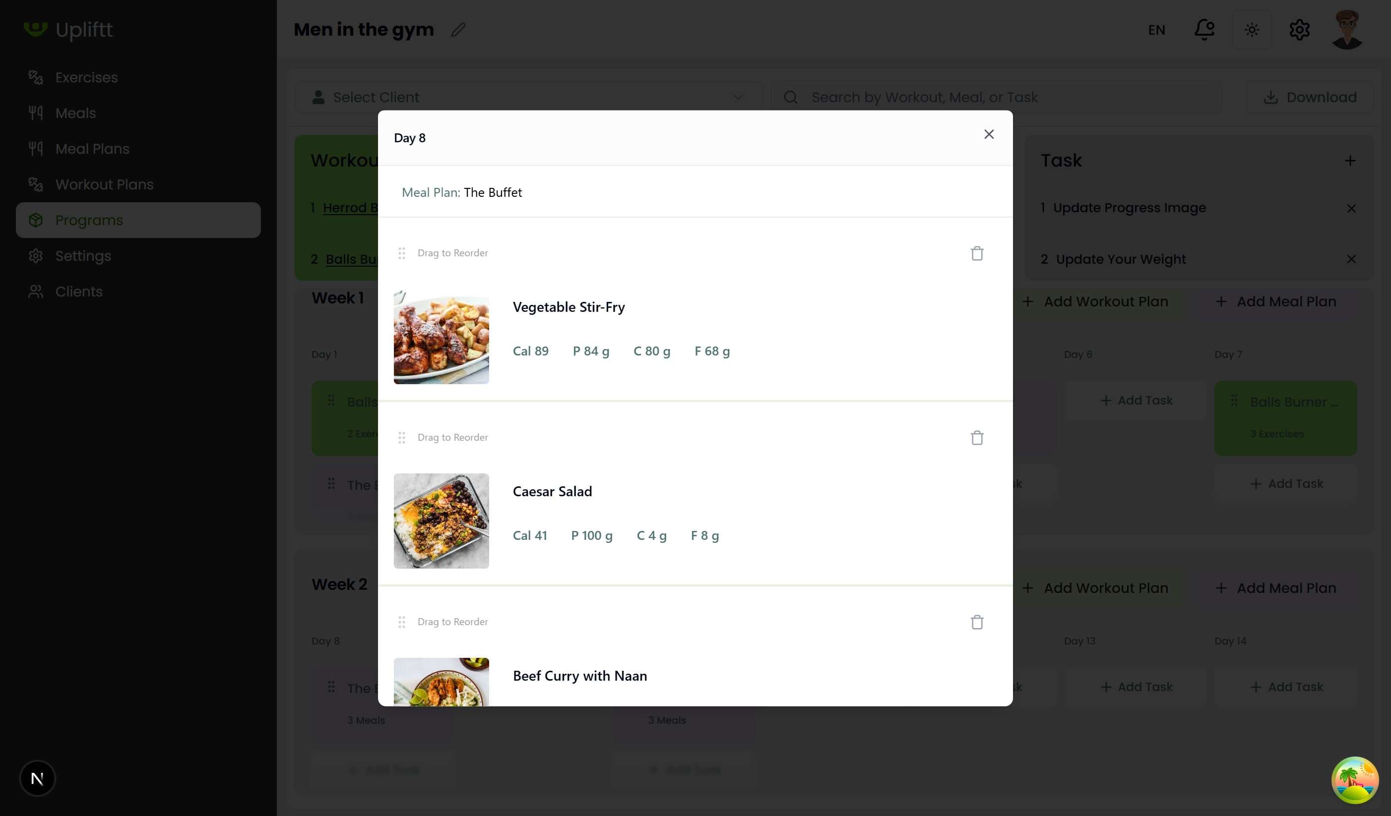 Program-specific meal management