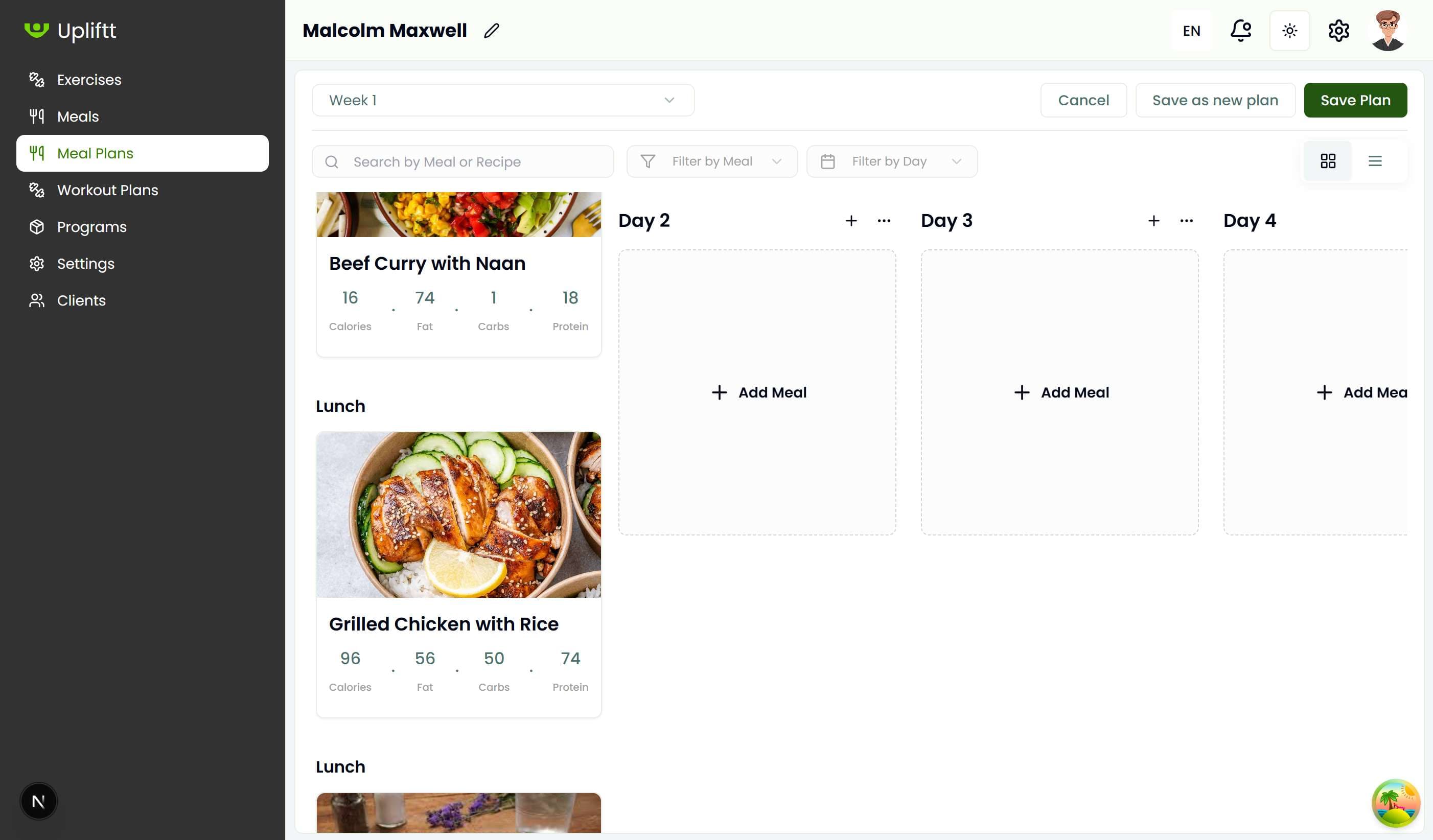 Daily meal plan schedule and organization